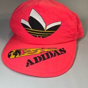 Vintage Adidas 1990’s/1980’s Nylon Ball Cap Hat. Rad Retro Neon Pink.
